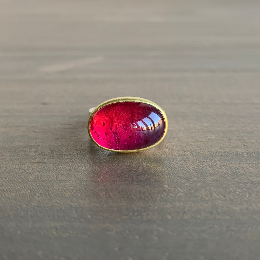 Pink Tourmaline Oval East-West Ring