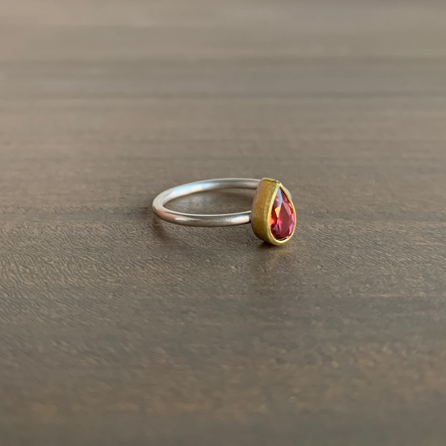 Pink Tourmaline Teardrop Ring