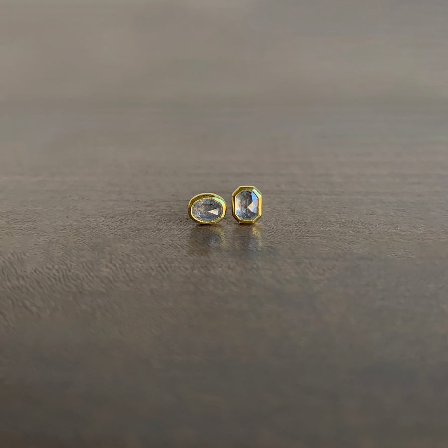 Grey Diamond Mismatched Stud Earrings