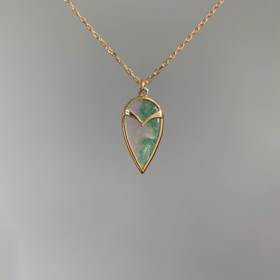Emerald in Quartz Owl Pendant