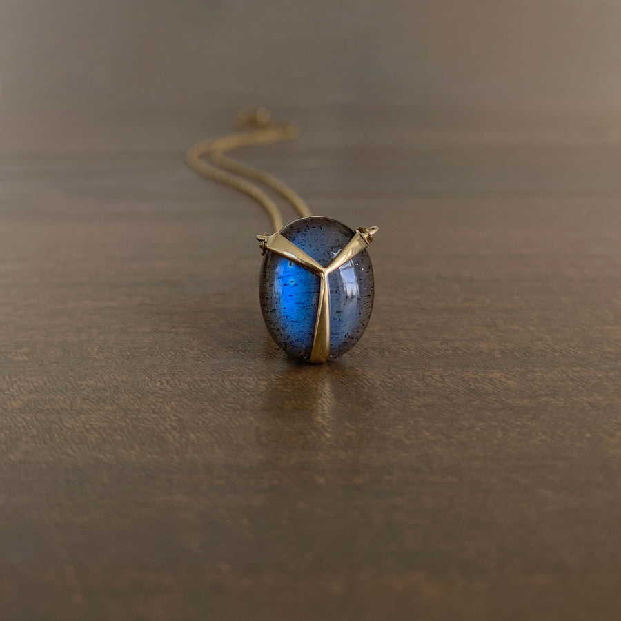 Labradorite Lucky Scarab Pendant
