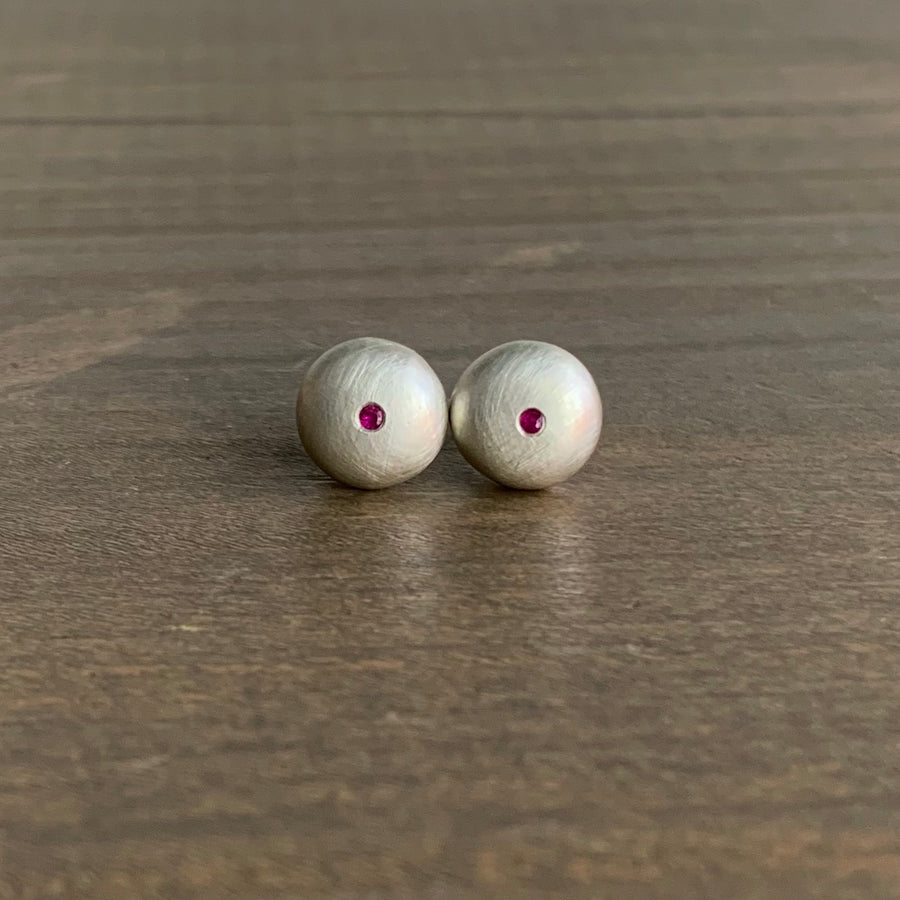 Silver Wish Earrings with Ruby