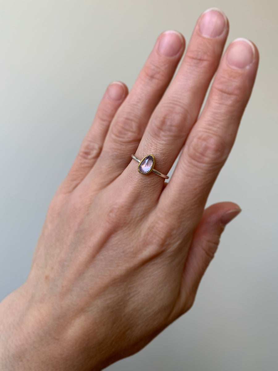 Lavender Sapphire Rose Cut Ring