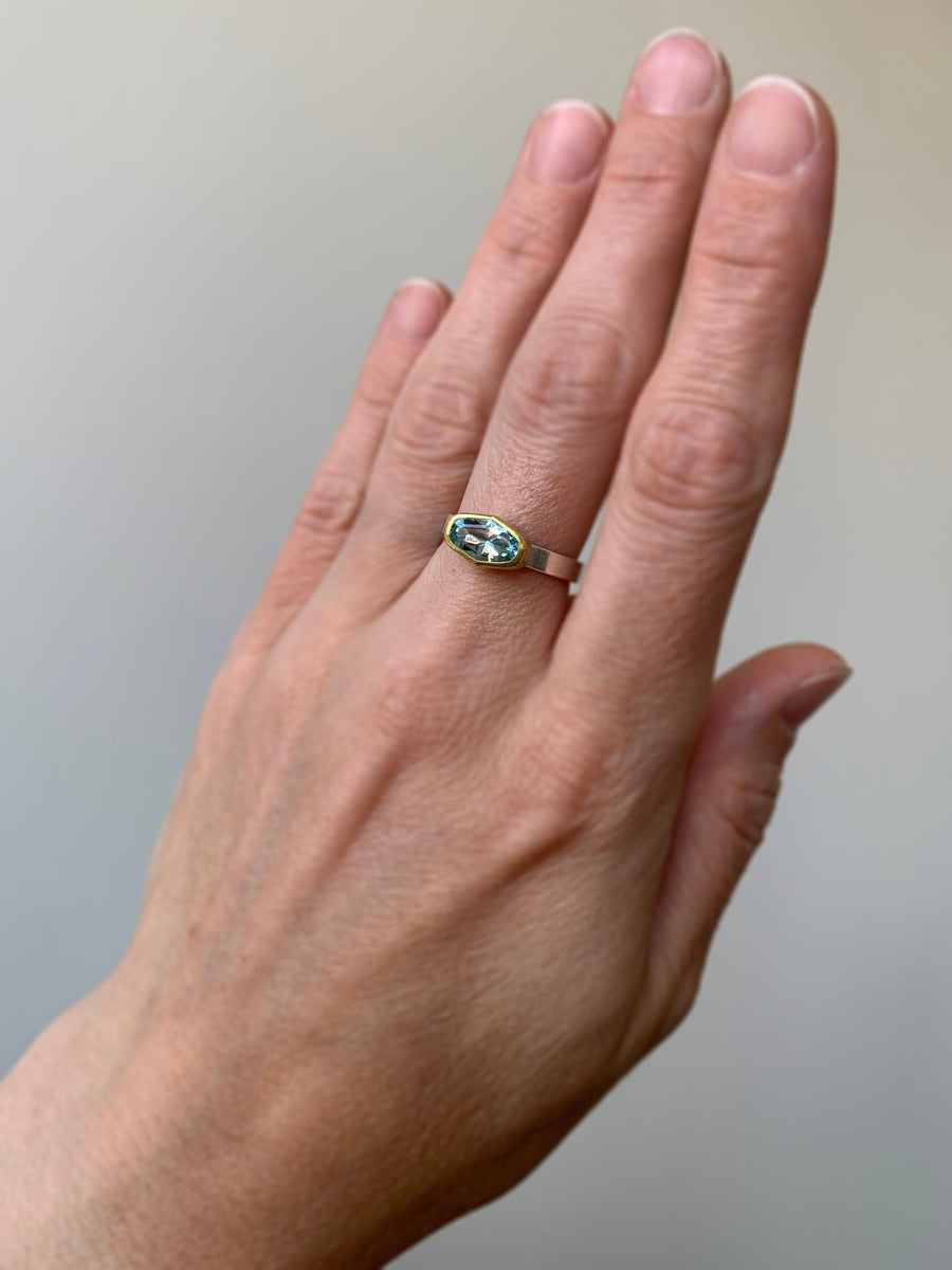 Aquamarine East-West Ring