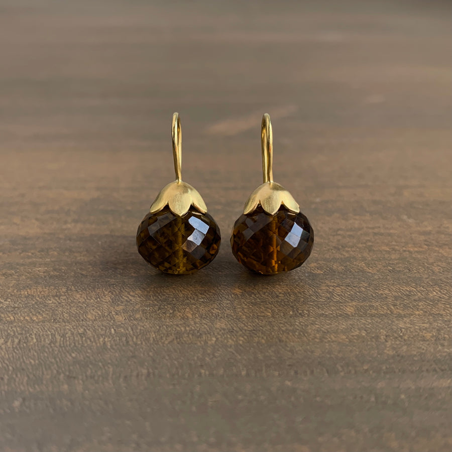 Olive Quartz Morning Glory Pod Earrings