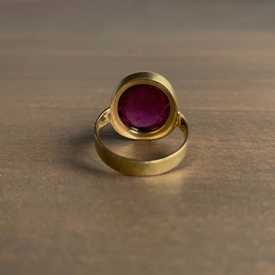 Magenta Tourmaline Hammered Ring