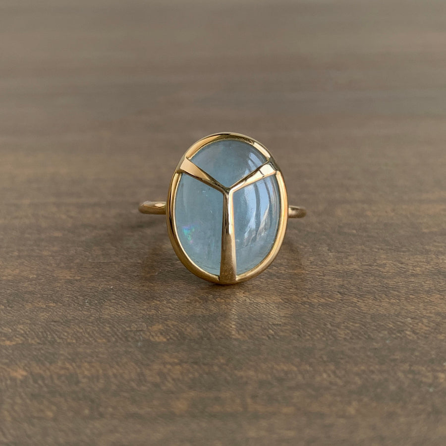 Aquamarine Lucky Scarab Ring