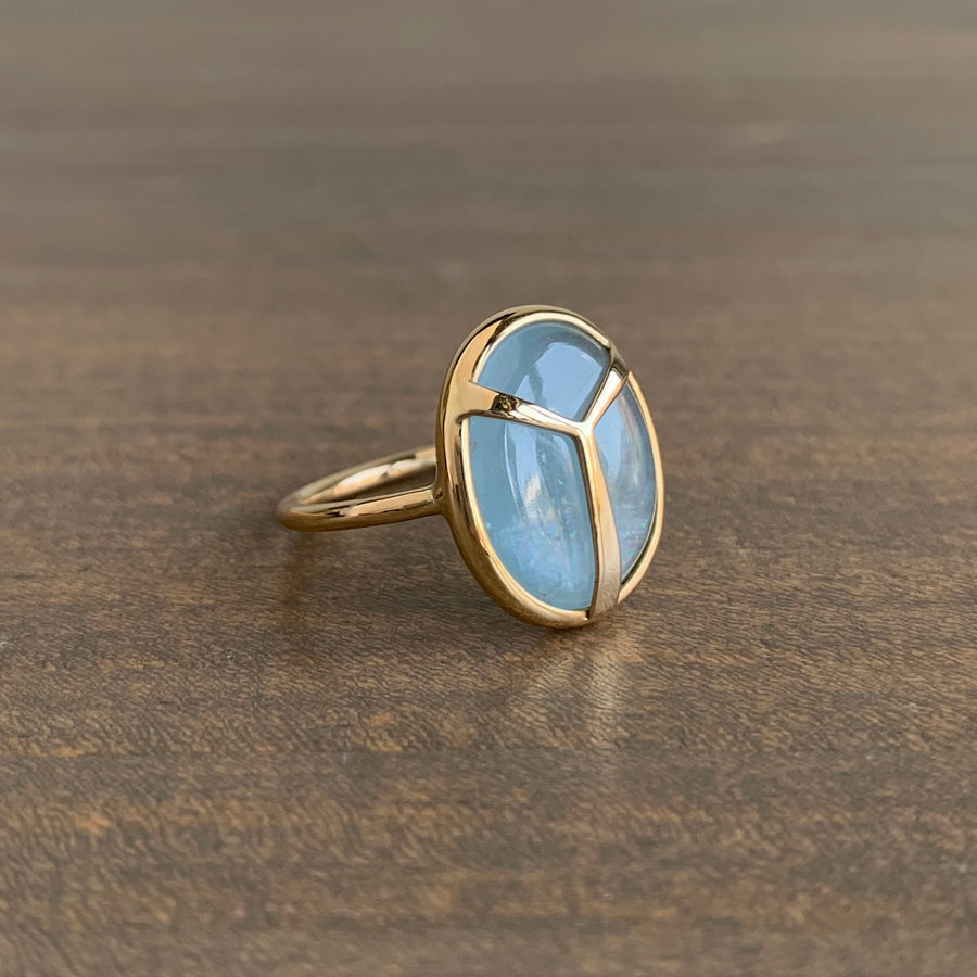Aquamarine Lucky Scarab Ring
