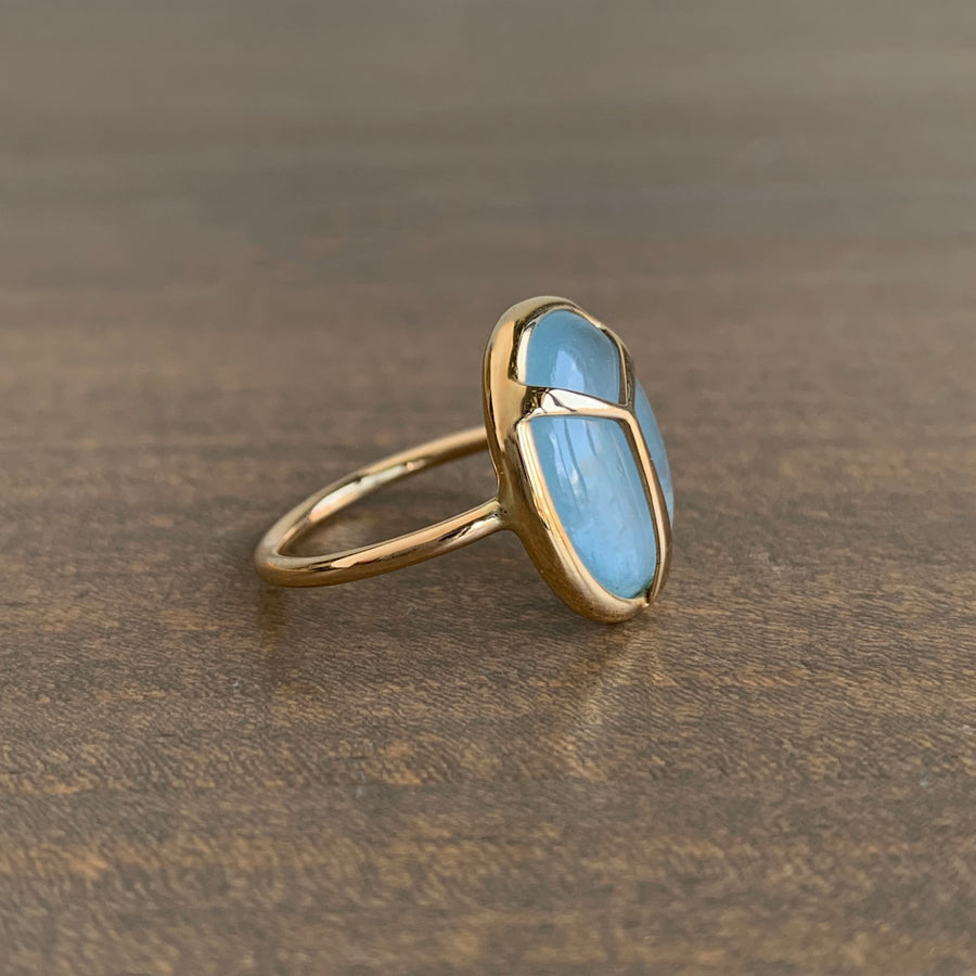 Aquamarine Lucky Scarab Ring