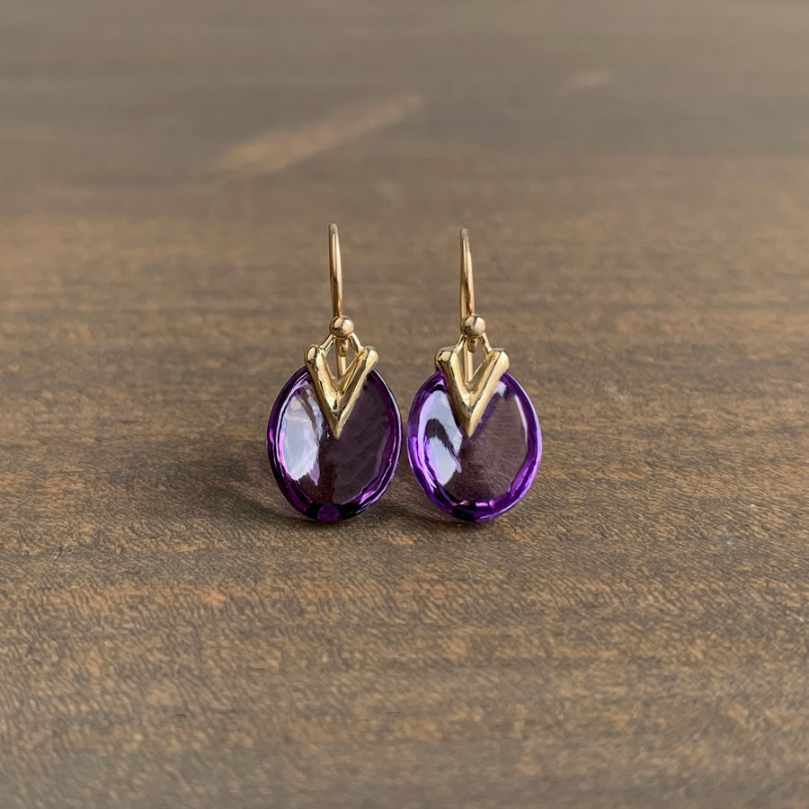 Tiny Amethyst Lily Pad Earrings