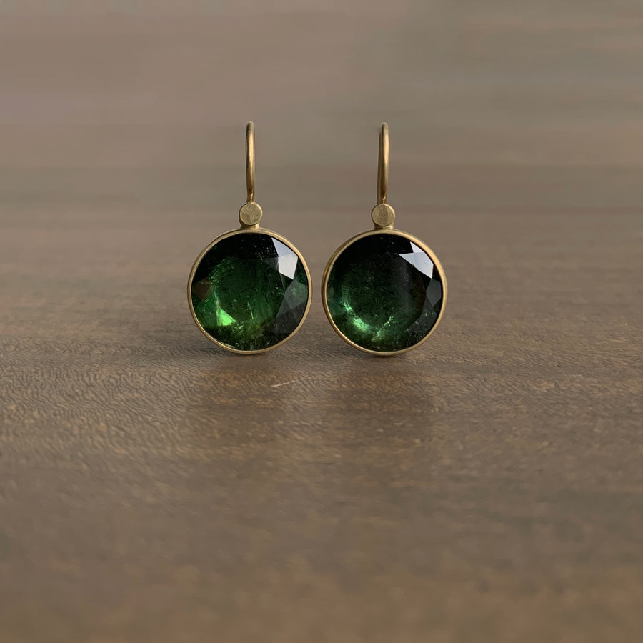 Green Ombré Tourmaline Sequin Earrings