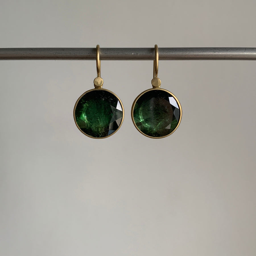 Green Ombré Tourmaline Sequin Earrings