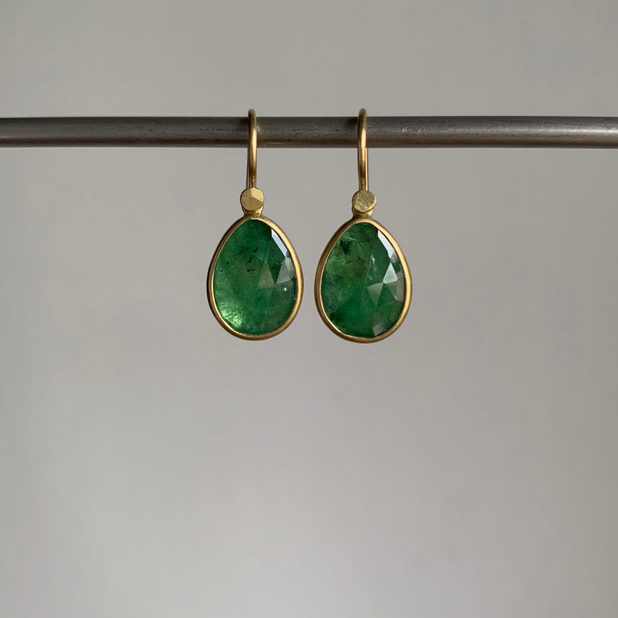 Emerald Rose Cut Drop Earrings