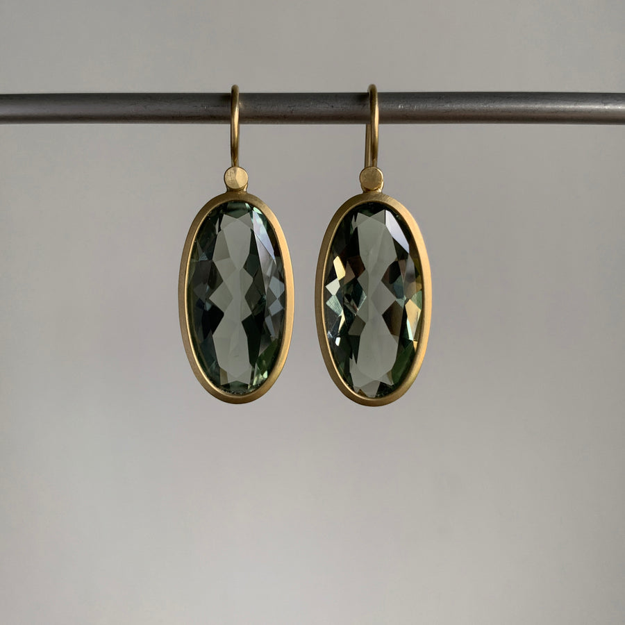 Prasiolite Elongated Oval Earrings