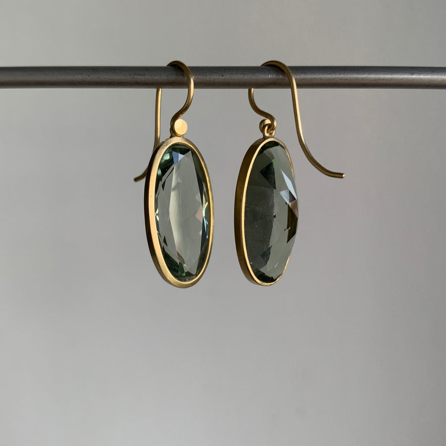 Prasiolite Elongated Oval Earrings