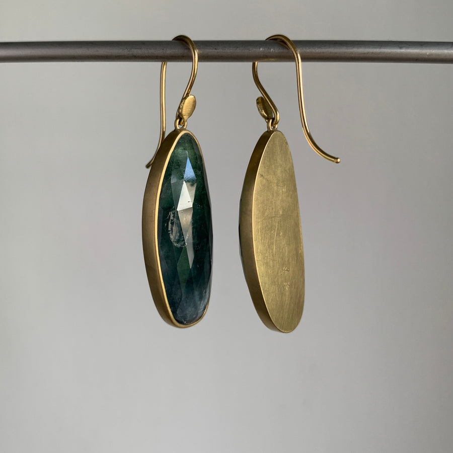 Long Bluegreen Tourmaline Drop Earrings