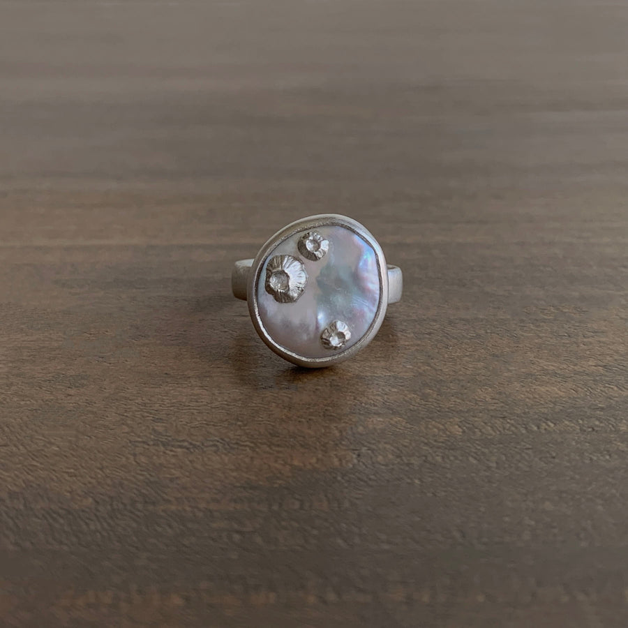 Little Coin Pearl Ring with Barnacles