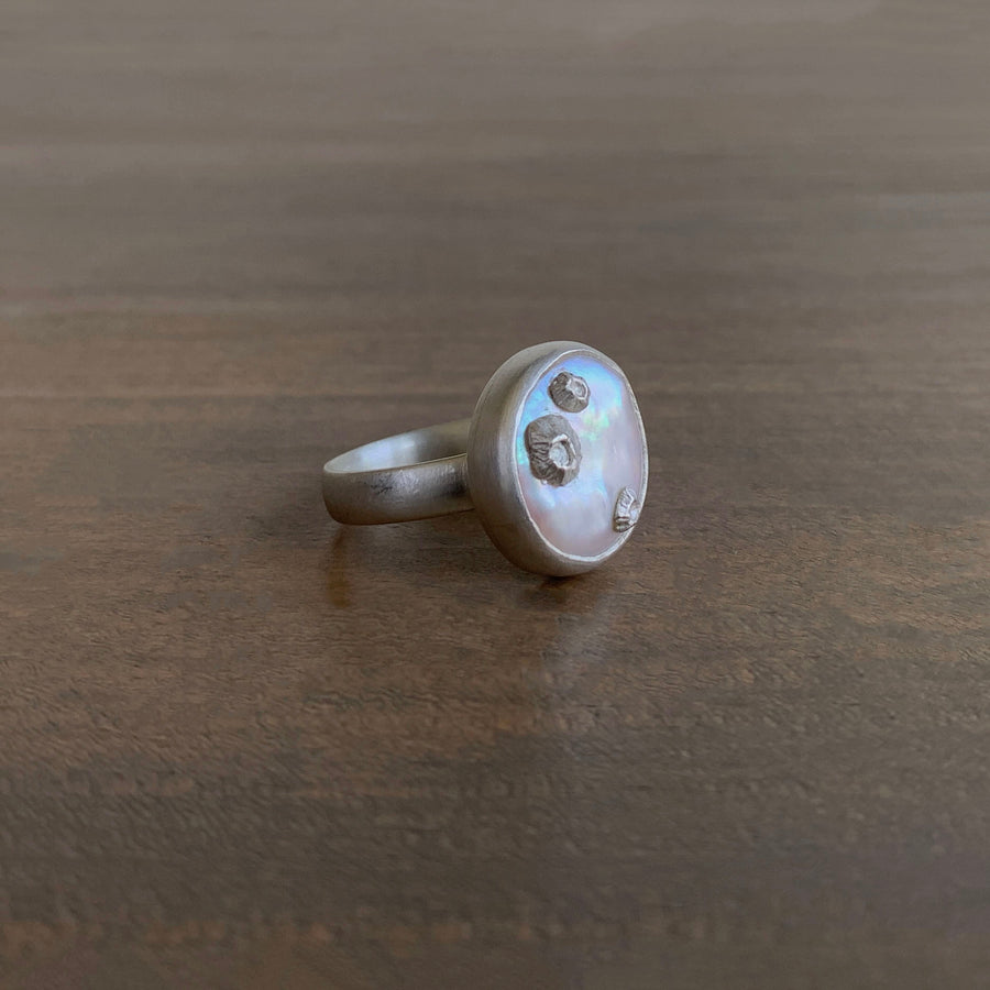 Little Coin Pearl Ring with Barnacles