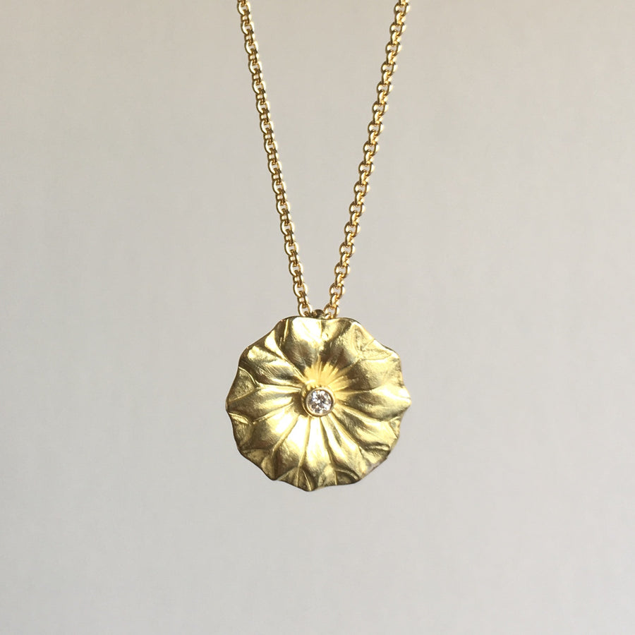Small Lotus Pendant with Diamond