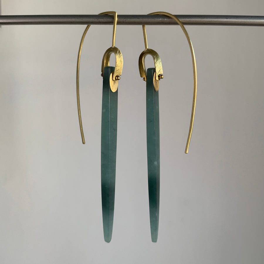 Guatemalan Jade Bridle Bit Earrings