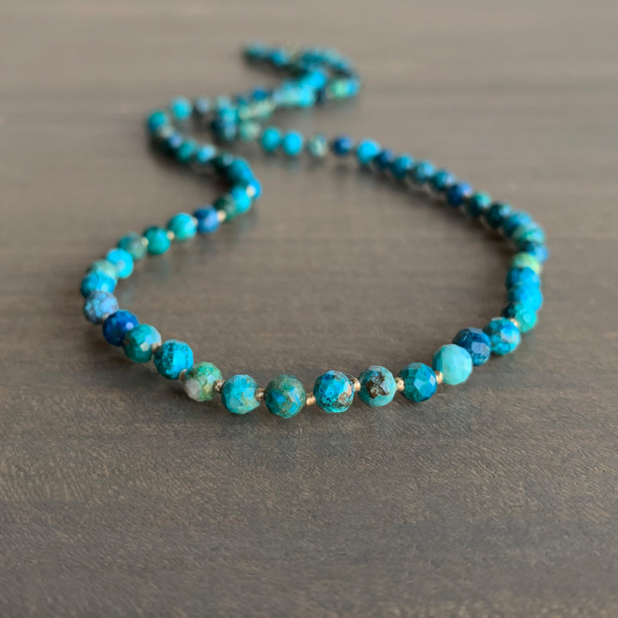 Chrysocolla & Azurite Faceted Bead Strand
