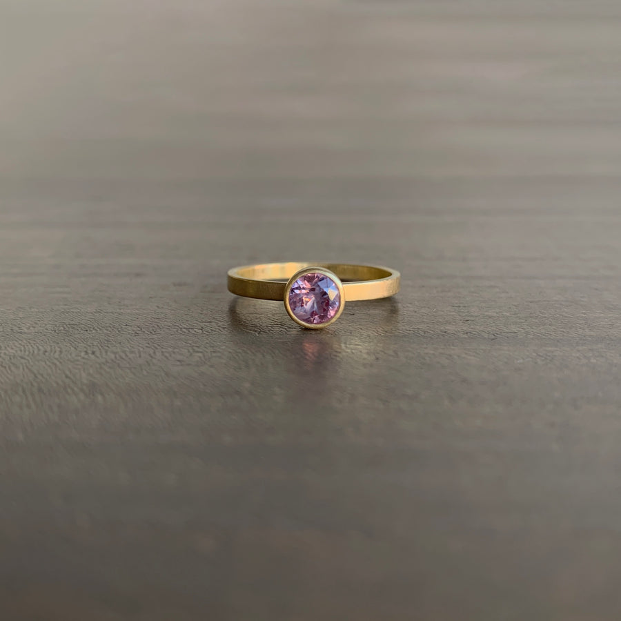 Round Lavender Pink Montana Sapphire Stacking Ring