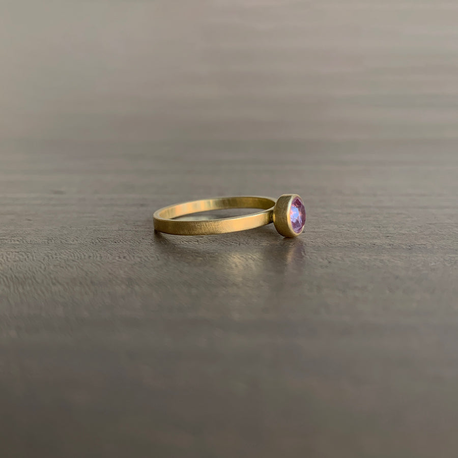 Round Lavender Pink Montana Sapphire Stacking Ring