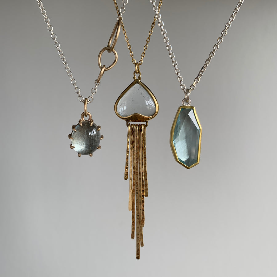 Small Moss Aquamarine Vanity Necklace
