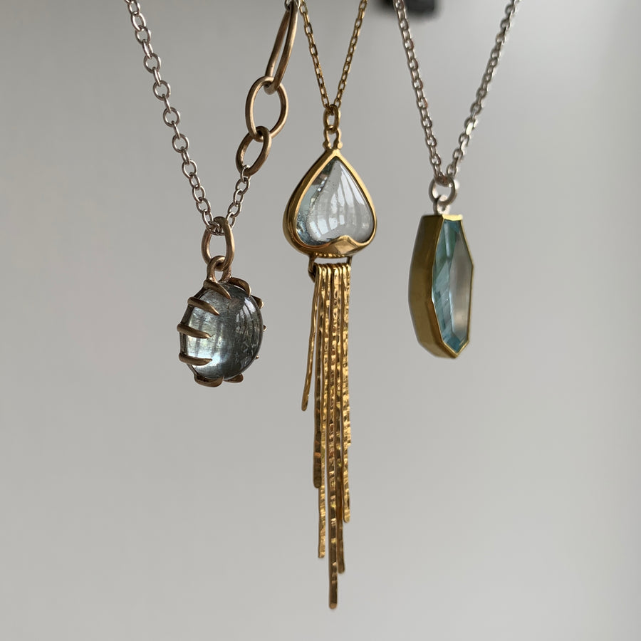 Small Moss Aquamarine Vanity Necklace