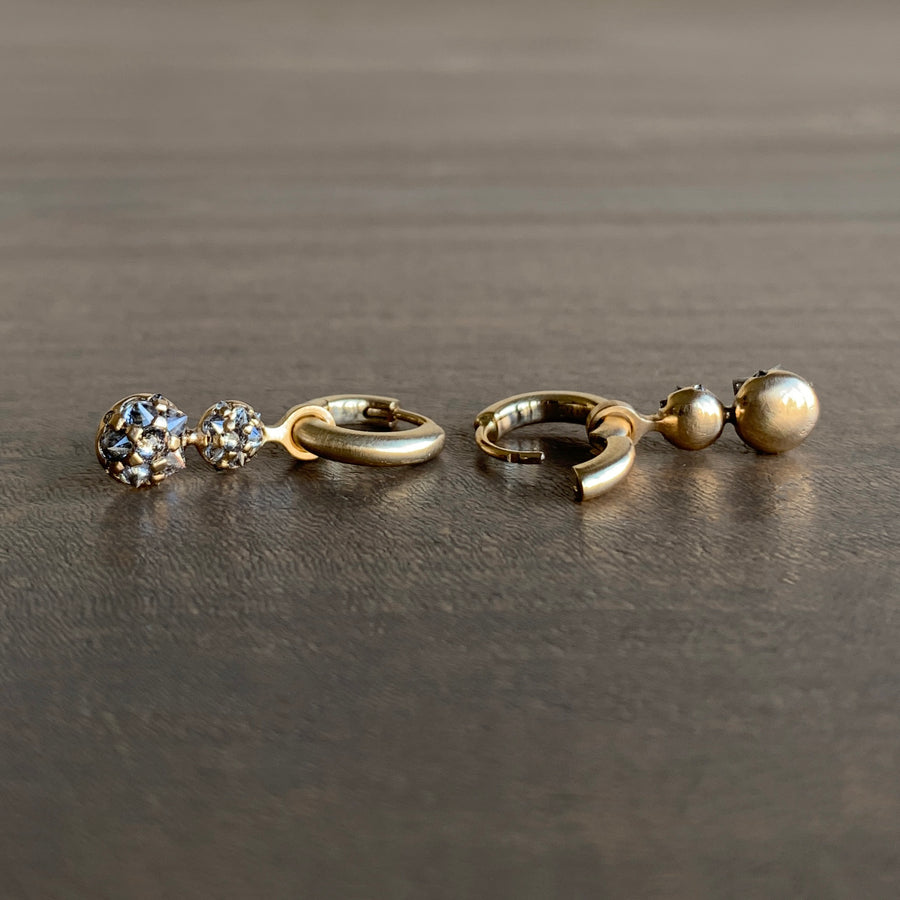 S. Yamane Hinged Hoops with Double Uni Drops