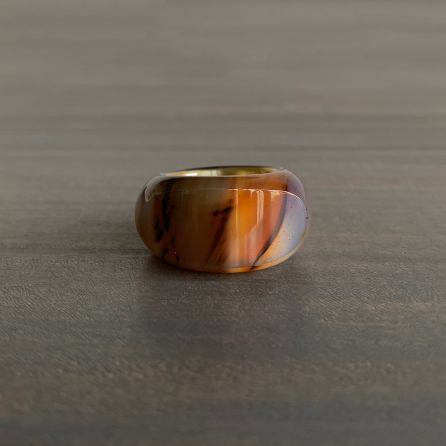 S. Yamane Striated Montana Agate Rounded Archer Band