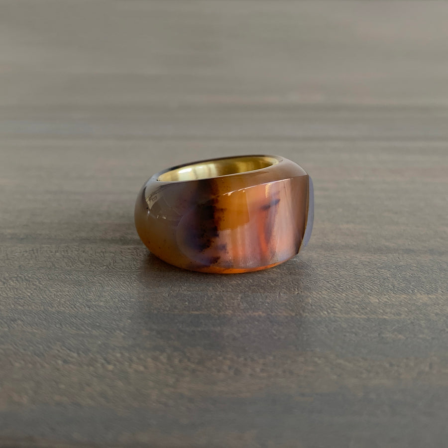 S. Yamane Striated Montana Agate Rounded Archer Band