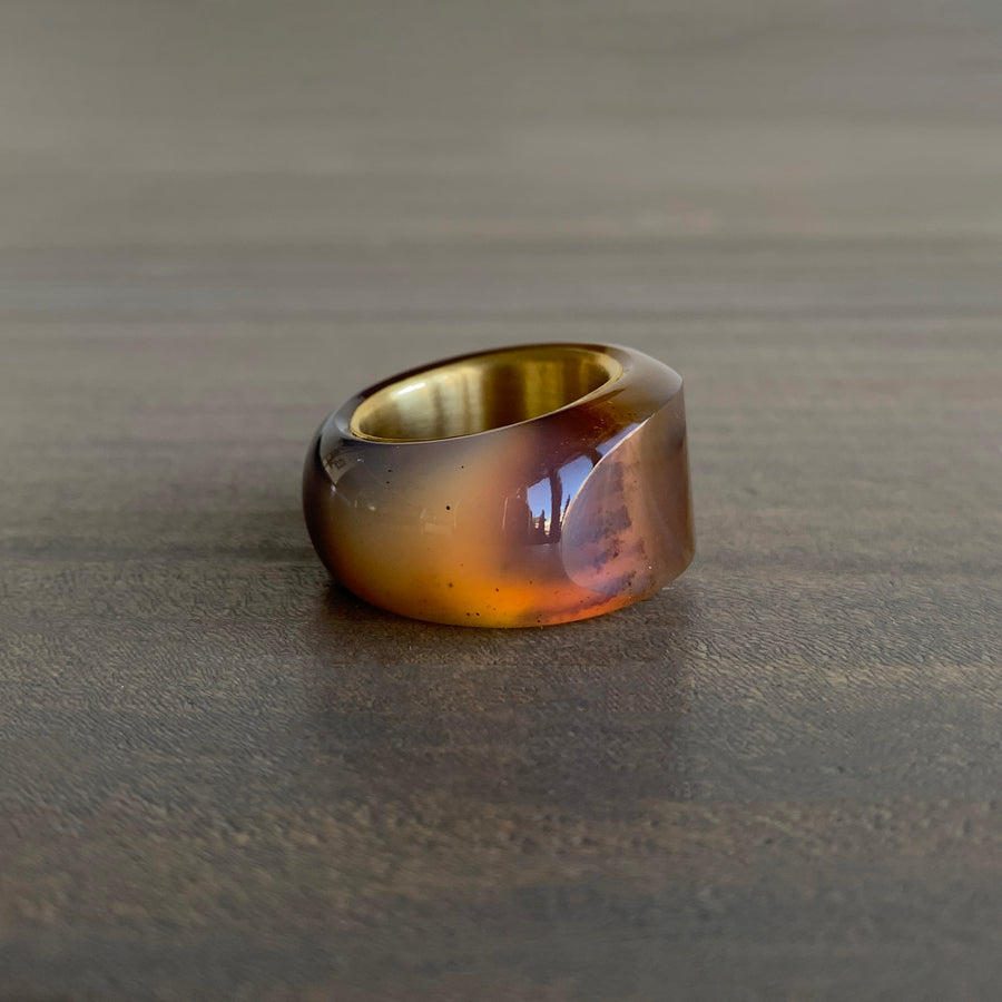 S. Yamane Striated Montana Agate Rounded Archer Band