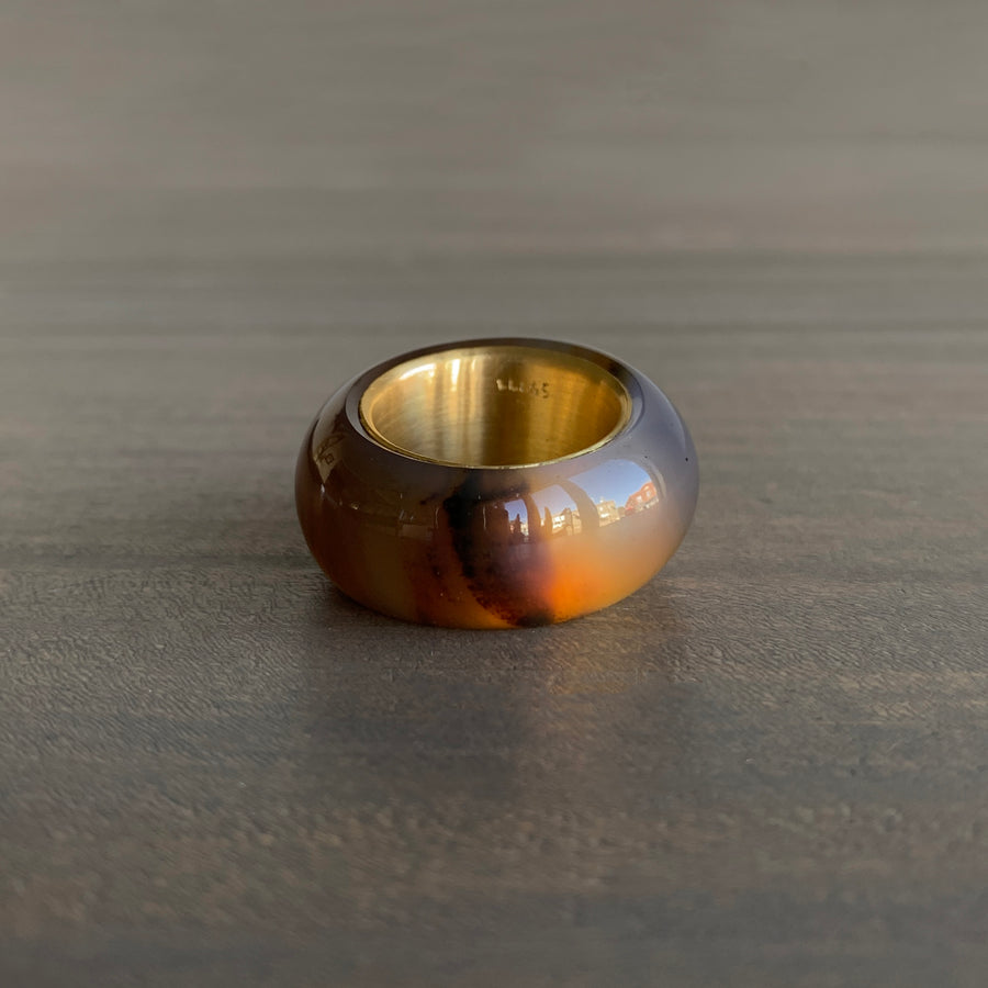 S. Yamane Striated Montana Agate Rounded Archer Band