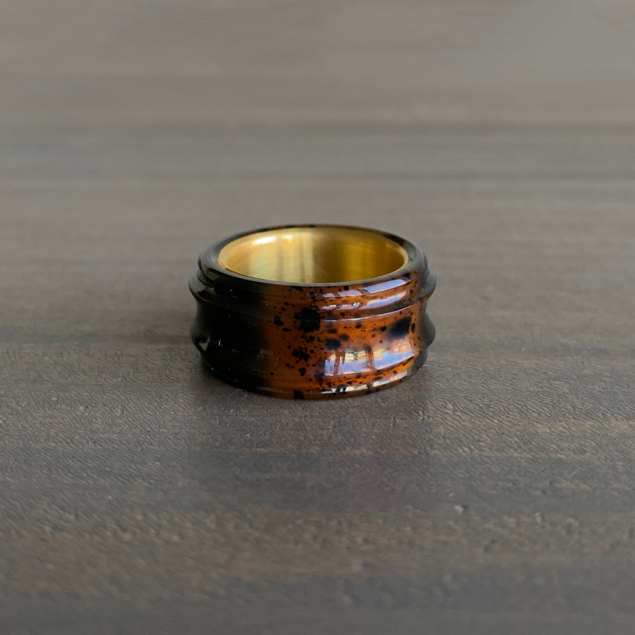 S. Yamane Tortoise Shell Montana Agate Carved Archer Band