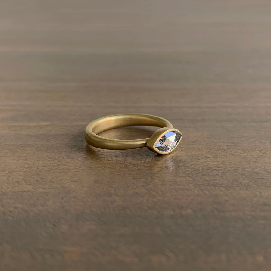 Peppery Navette Diamond Ring