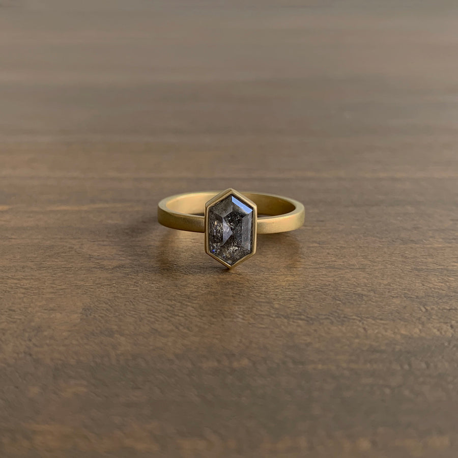 Hexy Salt & Pepper Diamond Ring