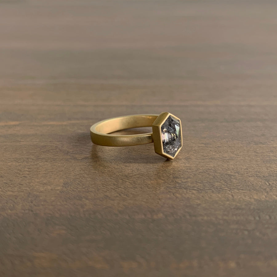 Hexy Salt & Pepper Diamond Ring
