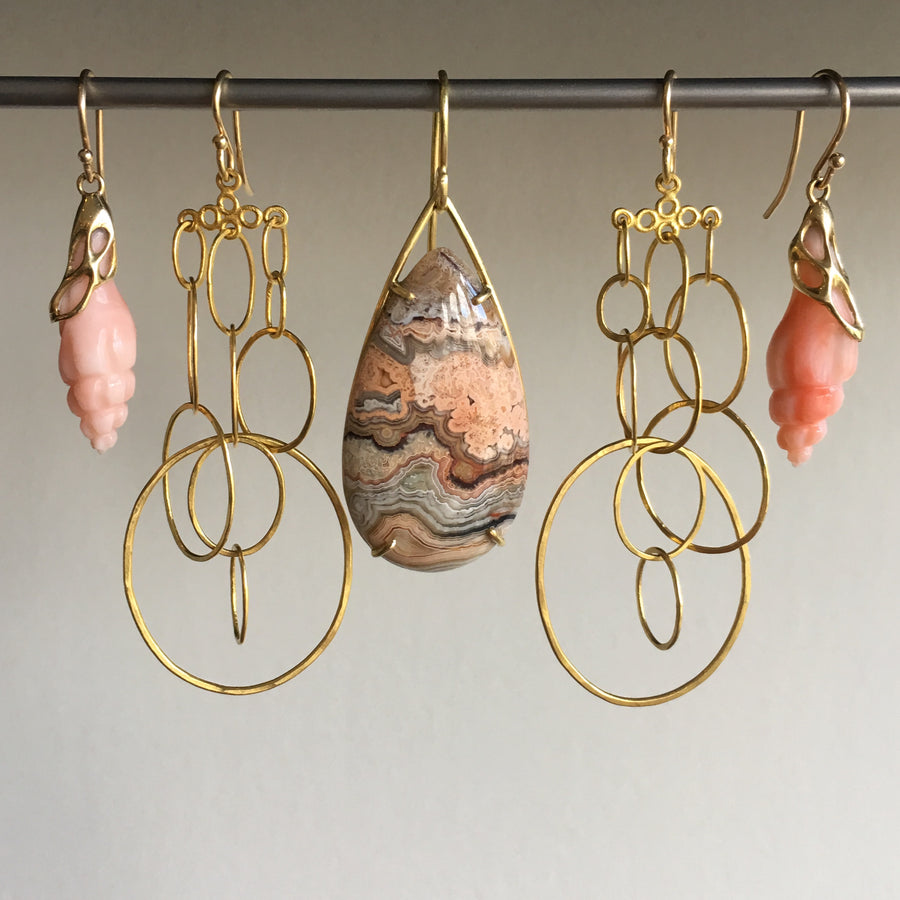 Antique Carved Coral Shell Earrings