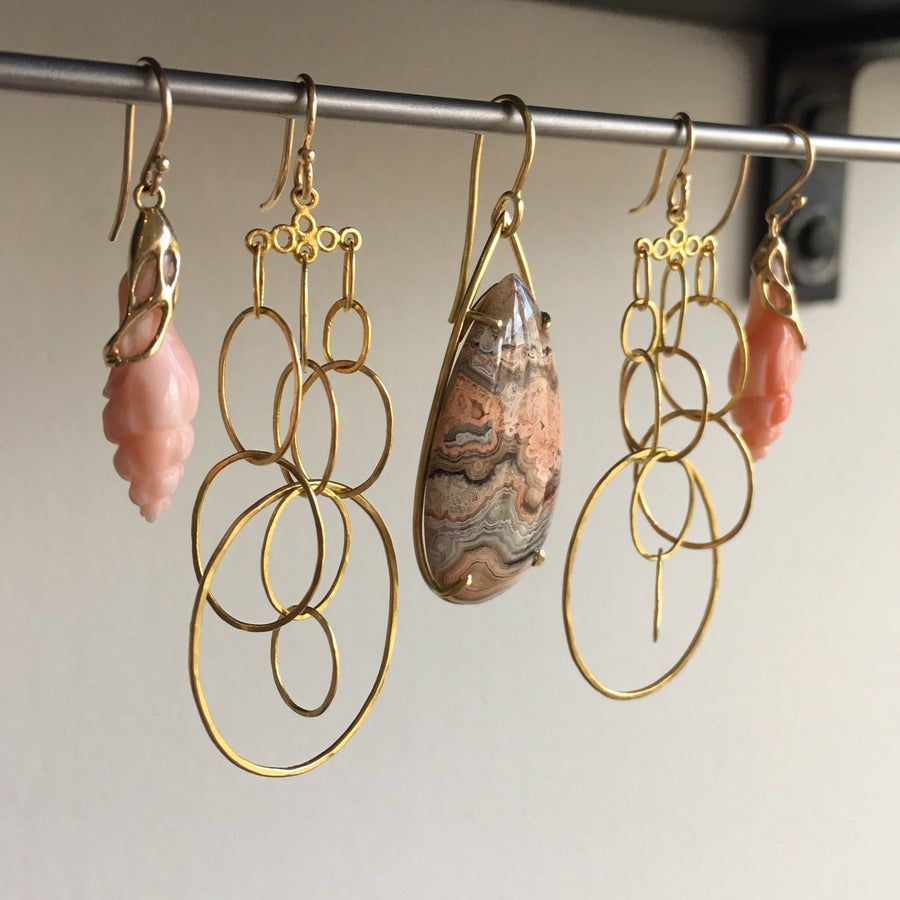 Antique Carved Coral Shell Earrings