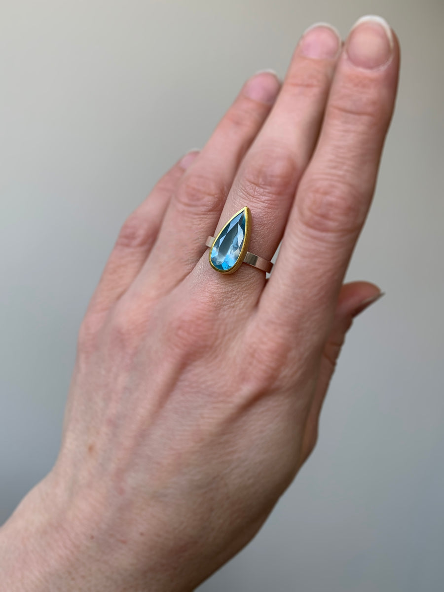 Aquamarine Drop Ring