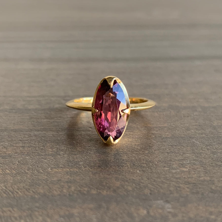 Pink Faceted Tourmaline Claw Ring