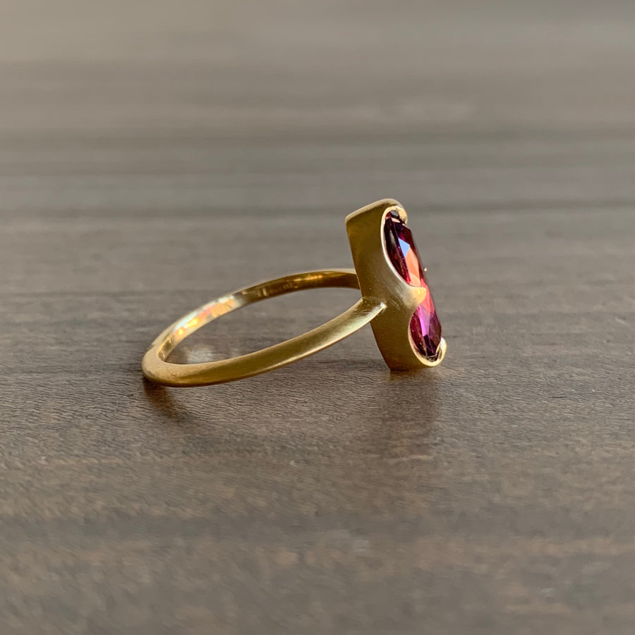 Pink Faceted Tourmaline Claw Ring
