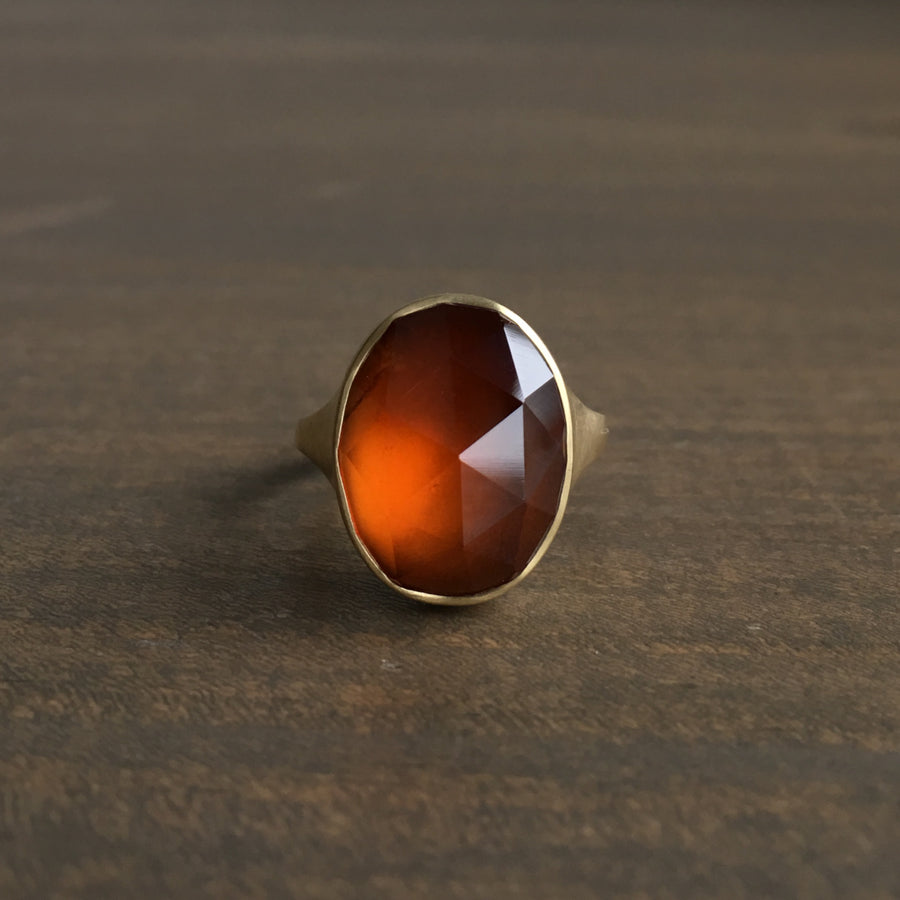 Faceted Hessonite Garnet Ring