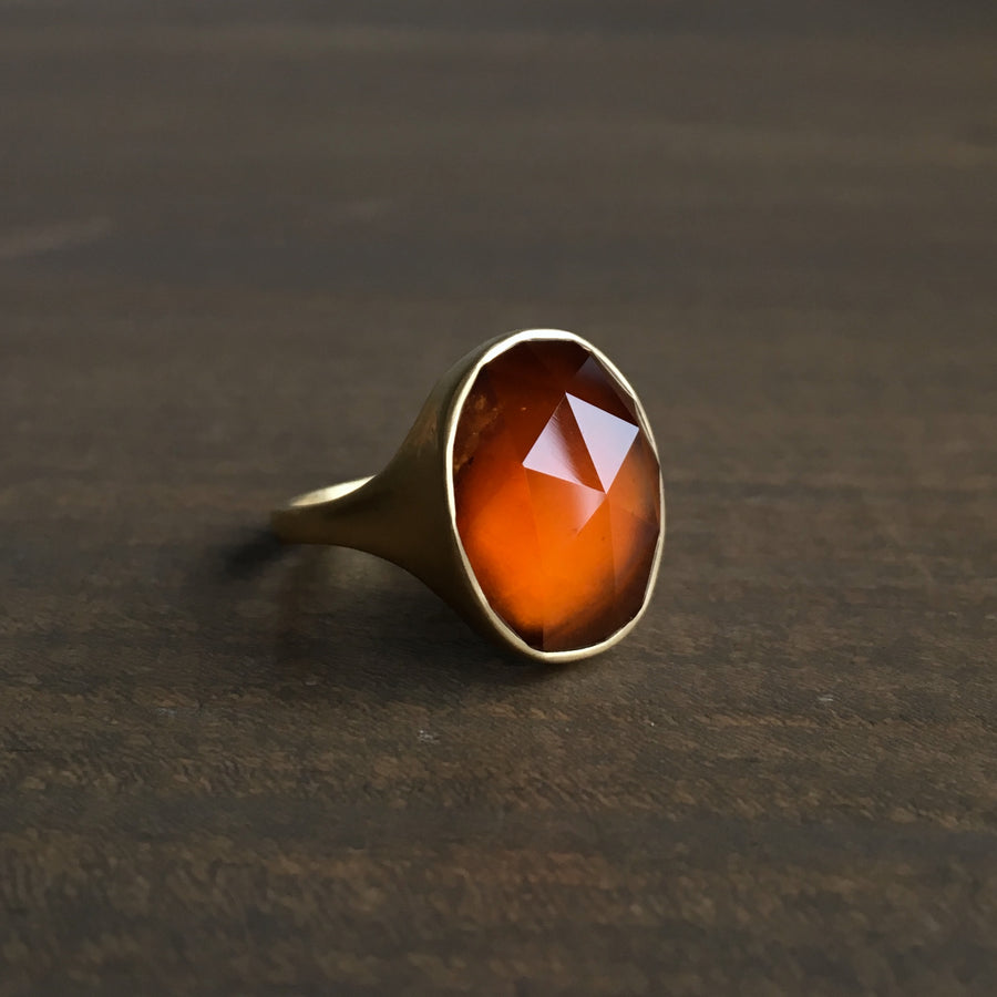Faceted Hessonite Garnet Ring
