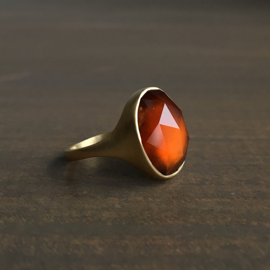 Faceted Hessonite Garnet Ring