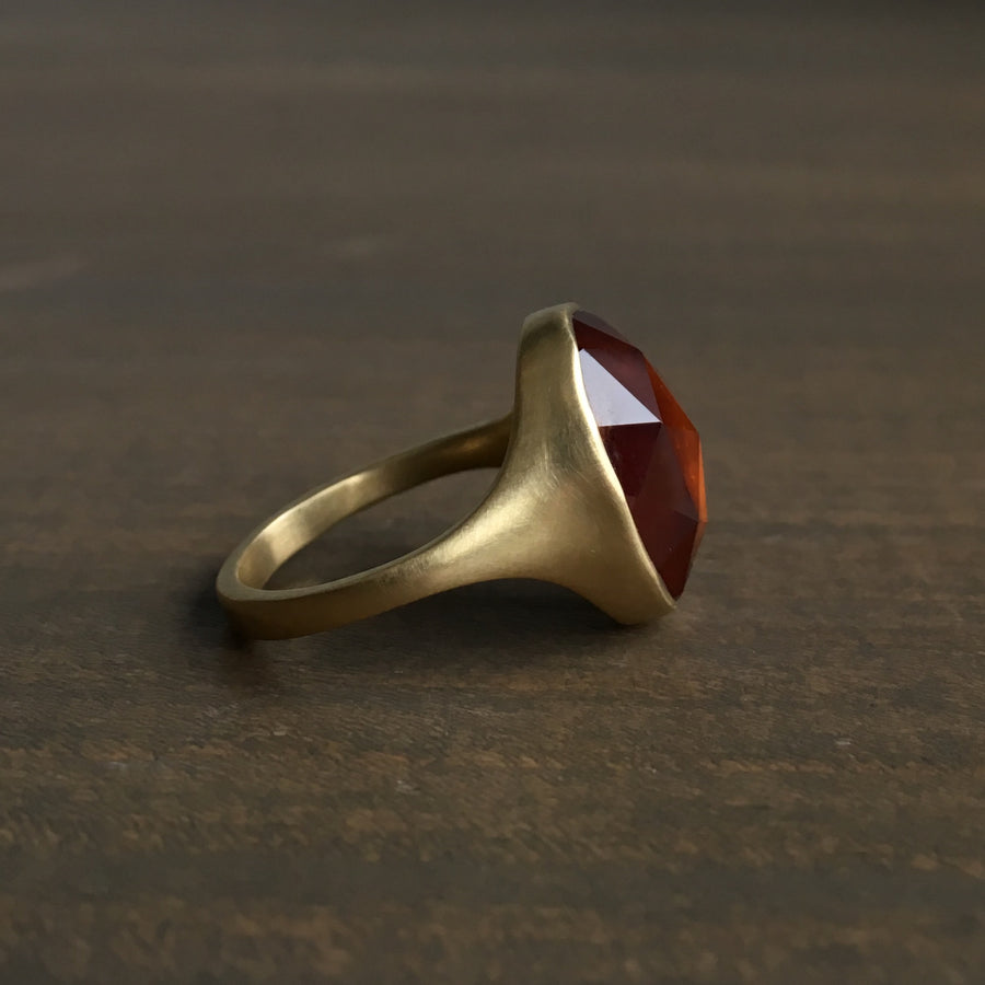 Faceted Hessonite Garnet Ring