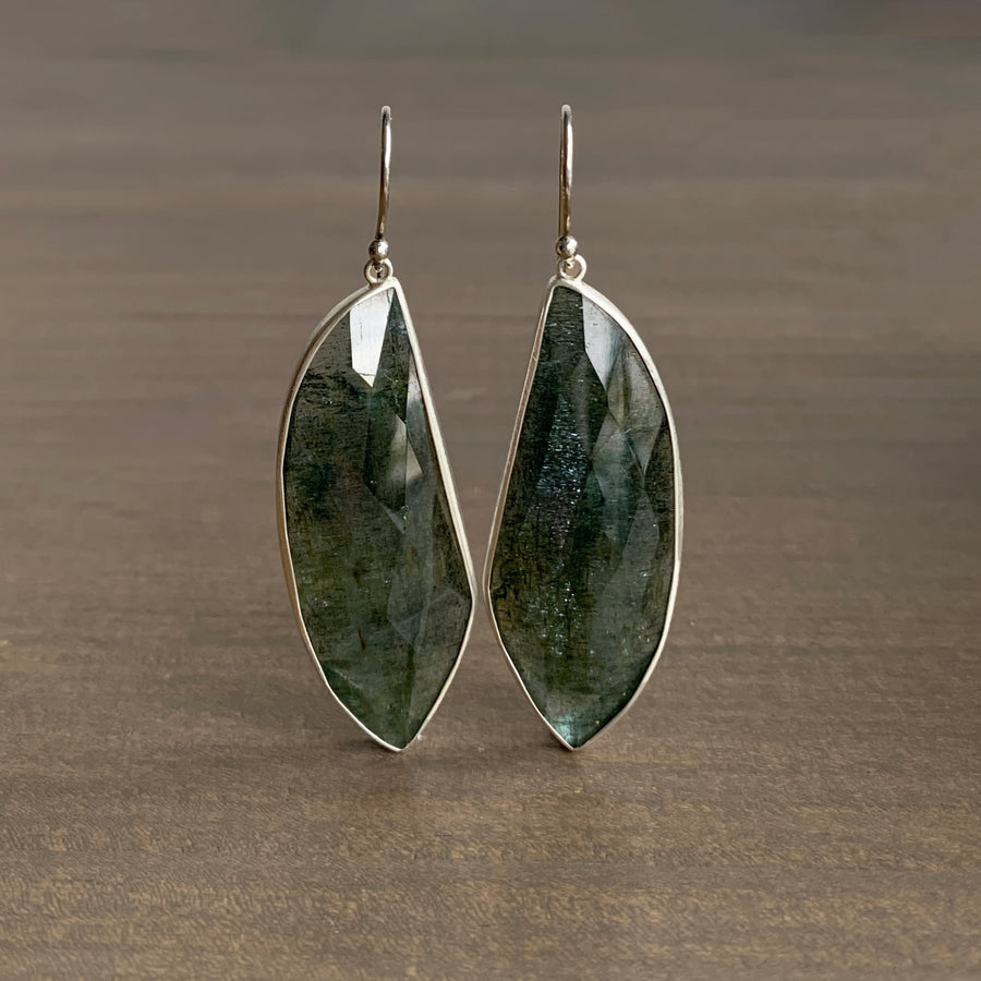 Moss Aquamarine Leaf Earrings