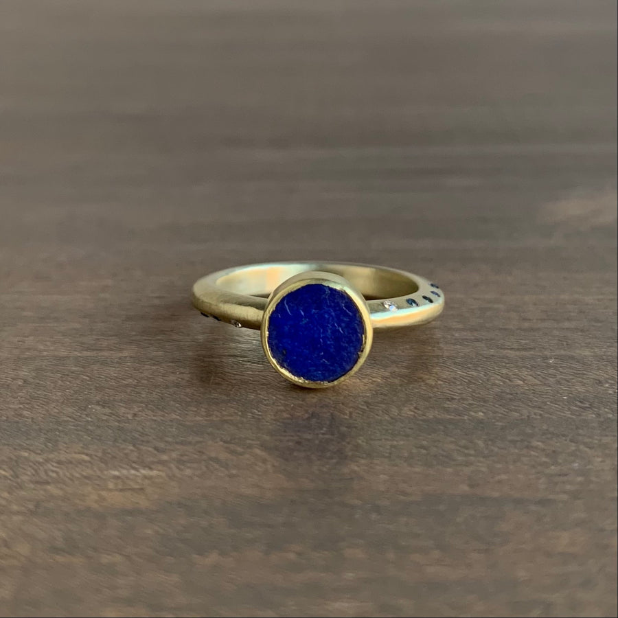 Lapis Lazuli Ring with Sapphires & Diamonds