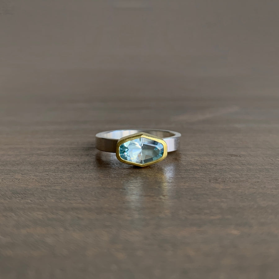 Aquamarine East-West Ring